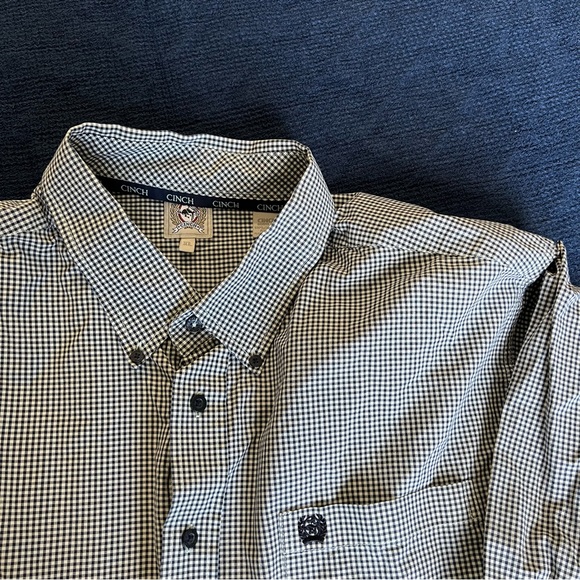 Cinch Black and White Mini Plaid Long Sleeve Button Down - Picture 2 of 8